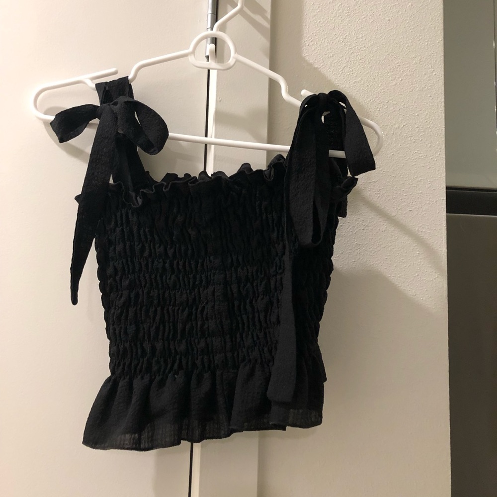 Black smoked bow strap tank top